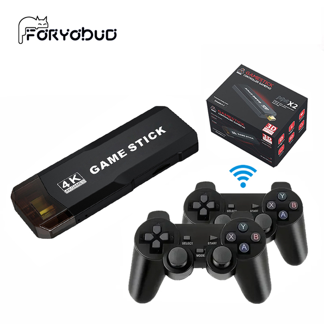 X2 Retro Game Stick 64GB Storage Preloaded 30000 Classic Games 2.4G Wireless Controller HD Output Support GBC MD TV Game Console