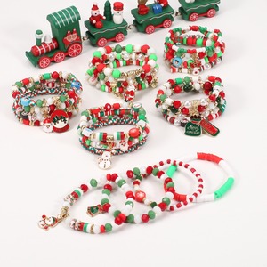 Bracelet de Noël en promotion : Bonhomme de neige, sapin, Père Noël, bois de renne faits main – Cadeau pour enfant, pendentif, décorations de Noël - Product Image 2