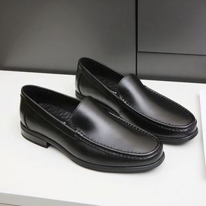 Mocassins de bureau de luxe personnalisés à bout carré noir, en cuir véritable respirant et léger, à lacets, pour printemps-été - Product Image 2