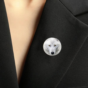 Broche Portrait de <span class=keywords><strong>Loup</strong></span> Réaliste - Épingle de Revers en Verre et Acier Inoxydable pour Événements Thème Faune Sauvage et Stock de Boutiques de Mode - Product Image 6