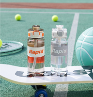 Bouteille d'eau de sport en plastique Tritan transparent de grande capacité de qualité alimentaire pour l'extérieur Tasse à paille étanche et anti-chute