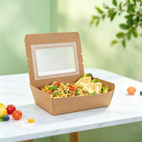 Boîte en papier kraft biodégradable personnalisée pour nouilles, poulet frit, pâtes, riz – Contenant alimentaire jetable à emporter – Vente en gros