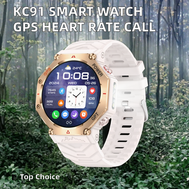 KC91 GPS GPT Smart Watch for Men Women 1.31" HD Screen HR BT Call Flashlight 3ATM Waterproof Compass Multiple Sports Smartwatch
