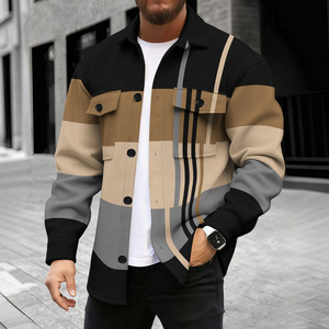 Giacca da <span class=keywords><strong>uomo</strong></span> nuova e <span class=keywords><strong>trendy</strong></span> con stampa a motivi geometrici per primavera e autunno, giacca antivento semplice e versatile - Product Image 1