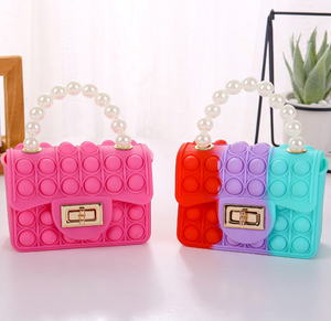 Sac à bandoulière en silicone multicolore Pop Fidget pour filles, mini sac à chaîne de perles, jouet sensoriel à bulles, porte-monnaie pour enfants, cadeau - Product Image 2