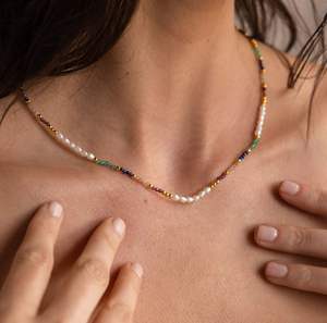 אופנתי צבעוני טבעי אבן טבעית פנינים גדולות בעבודת יד שרשרת חרוזים עבור נשים ללבוש בחוף הים או על החוף - Product Image 6