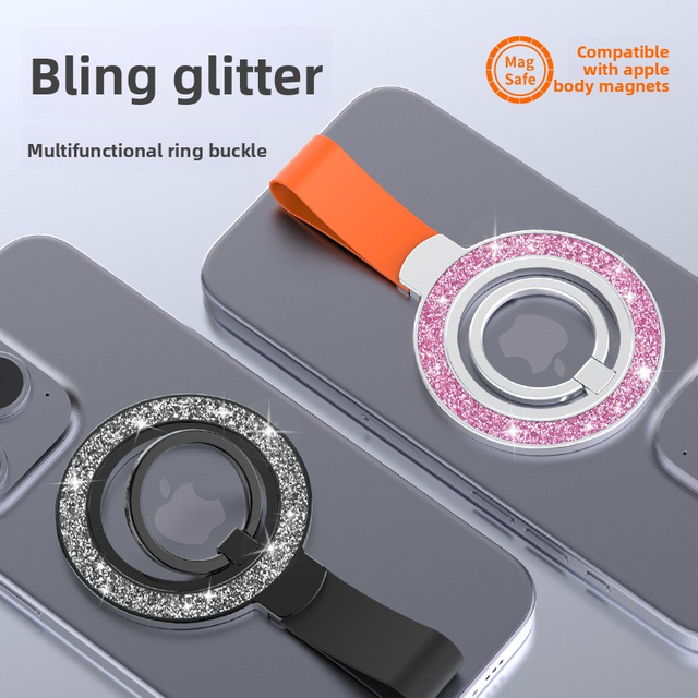 Double-sided Magnetic Phone Holder Zinc Alloy Desktop Stand Stylish Flash Powder Design Customizable Packaging Made in China