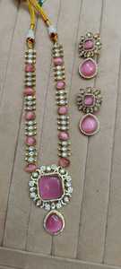 Indian Traditional Kundan Gold Plated <b>Brass</b> Necklace Set for Women and Girls Beads Chain <b>Jewellery</b> Accessories - Product Image 5