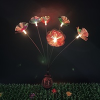 Lampu Taman LED Serat Optik Tenaga Surya Tahan Air, Dekorasi Lanskap Taman Luar Ruangan, Motif Bunga Plum, Warna Putih Hangat & RGB