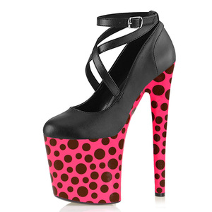 Zapatos de Tacón Alto para Mujer, Plataforma de 20CM, Diseño Wave Point, Punta Redonda, Estilo Romano, para Pole Dance - Product Image 6