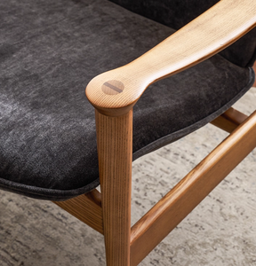 Fauteuil de style <span class=keywords><strong>vintage</strong></span>, modèle d'hôtel design, salon scandinave, fauteuil de balcon, fauteuil en bois massif et tissu - Product Image 5