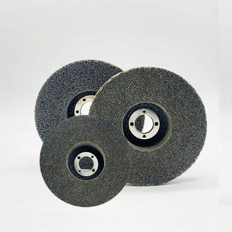 Disco de polimento abrasivo não tecido, roda de polimento de aço inoxidável de fibra de nylon, disco de esmerilhamento para metal