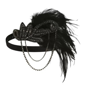 Serre-tête en plumes PESENAR, style rétro années 20, unisexe, pour adultes, accessoire de déguisement assorti, en polyester, en stock, vente en gros - Product Image 3