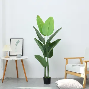 Duofu Indoor Decoration Artificial Green Tree Plant Bonsai Style Traveler Banana Pot Artificial Plants Greenery