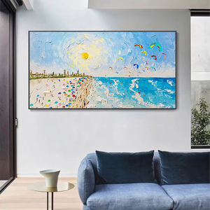 ภาพวาดสีน้ำมันบนชายฝั่งทะเลแห่งความสุขดั้งเดิมของโรงแรมภาพวาดสีน้ำมันสำหรับตกแต่งภูมิทัศน์ฤดูร้อน - Product Image 2