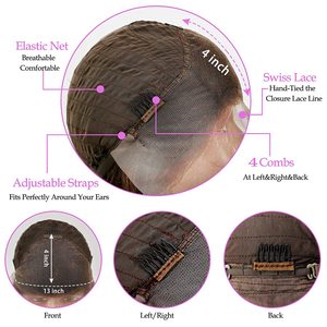 Uniky-Perruque <span class=keywords><strong>Lace</strong></span> Closure Wig transparente HD, cheveux humains, 30 pouces, ombre, <span class=keywords><strong>13x4x1</strong></span> - Product Image 2