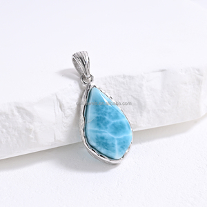 Collar con Colgante de Larimar Natural con Elegante Patrón Azul Marino, Joyería de Piedras Preciosas Curativas para Mujer, Regalo - Product Image 4