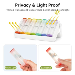กล่องเก็บยาแบบพกพา สำหรับ 2 เวลาต่อวัน กล่องใส่ยาพลาสติกสำหรับเดินทาง - Product Image 3