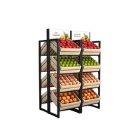 Lichtgewicht vrijstaand fruit- en groente- en wijnrek met houten kast en metalen palen