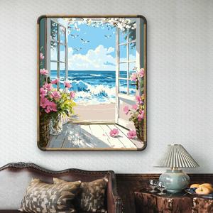 Kits de Pintura por Números Huijie Ecológicos con Marco Acrílico Personalizado de 40x50 cm y Diseño de Paisaje Marino - Product Image 1