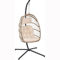 Meubles d'extérieur en rotin PE, balançoire œuf de jardin, balançoire pliable, chaise suspendue avec support