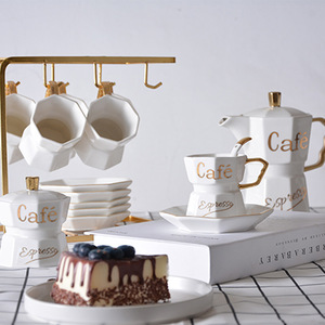 Tazze da caffè pomeridiano bianche in stile europeo set di tazze da tè in porcellana <span class=keywords><strong>con</strong></span> supporto dorato - Product Image 6
