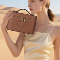 Élégante trousse de toilette en cuir PU, boîte de rangement de maquillage portable pour voyage avec poignée, grande capacité, sac de toilette imperméable