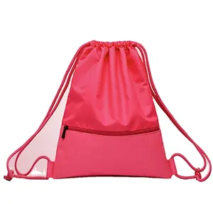 Reusable waterproof laminated polyester fabric drawstring gift bag custom nylon cosmetic makeup pouch