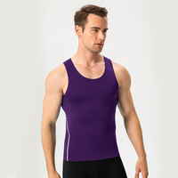 Débardeur de compression sans manches pour homme en maille thermique respirante, séchage rapide, anti-bactérien, avec gaine amincissante pour le ventre et la taille