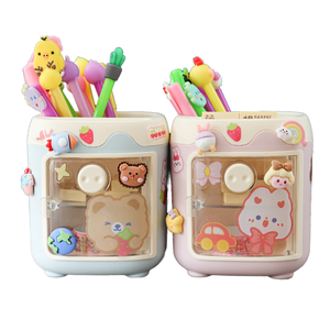 <span class=keywords><strong>Kawaii</strong></span> Kids haute capacité créatif mignon dessin animé carré porte-stylo <span class=keywords><strong>organisateur</strong></span> <span class=keywords><strong>de</strong></span> <span class=keywords><strong>bureau</strong></span> en plastique avec utilisation <span class=keywords><strong>de</strong></span> calendrier - Product Image 1