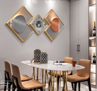Restaurant Décoration Peinture avec Horloge Murale Creative Tenture Murale Peinture Moderne Simple Table À Manger Murale