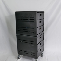 Chariot de rangement multi-niveaux en plastique noir léger et portable pour coiffeur, maquillage, salon