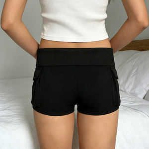 Shorts Casuales de Verano para Mujer, Estilo Y2K, Cintura Baja, Transpirables, Lavados, de Color Sólido, con Bolsillos y Cintura Elástica - Product Image 5