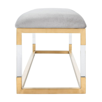 Tabouret d'extrémité de chambre à coucher avec cadre en acier inoxydable doré de luxe Bancs en acrylique velours au design minimaliste pour salle de sport, hôtel et atelier
