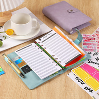 Carnets en cuir, format mini professionnel, 6 anneaux, spirale, agenda de travail, journal, classeur de budget, couverture en cuir PU, classeur à anneaux A6