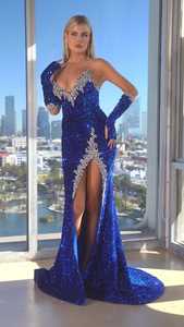 Blau Rot Farbe Meerjungfrau Lange Dame Hochs chlitz Prom Western Party Elegant Wear Kleid Schatz Abendkleid Kleider Kleid - Product Image 6