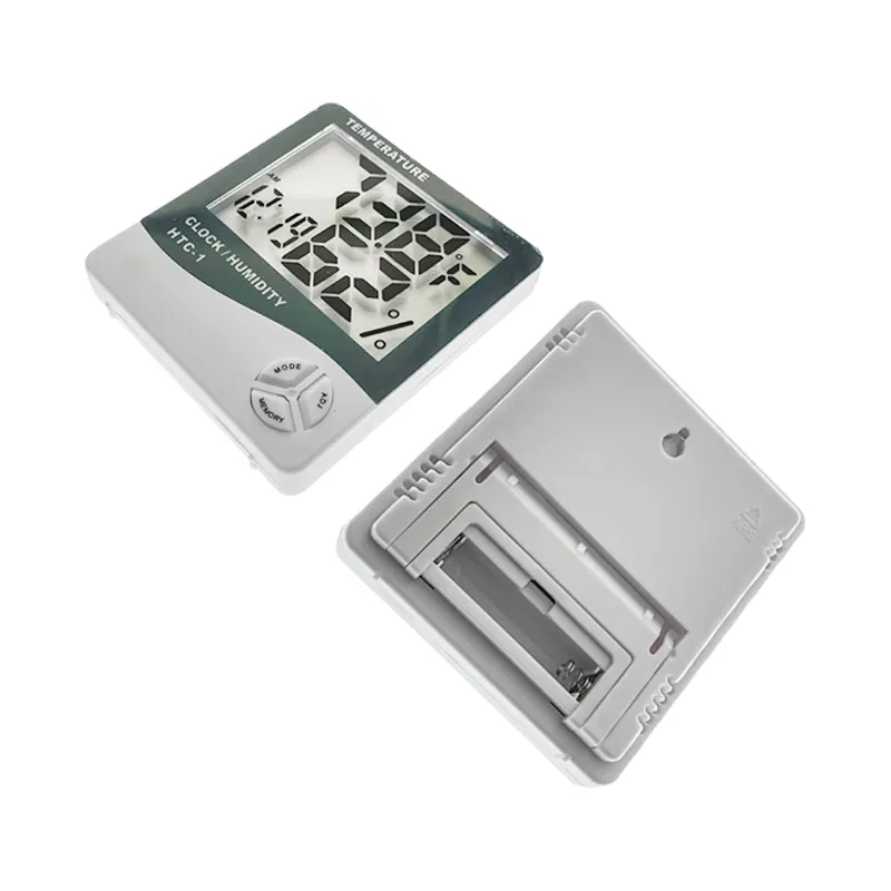 आर्द्रतामापी मौसम स्टेशन अलार्म घड़ी एलसीडी डिस्प्ले कमरे के तापमान आर्द्रता मीटर HTC-1