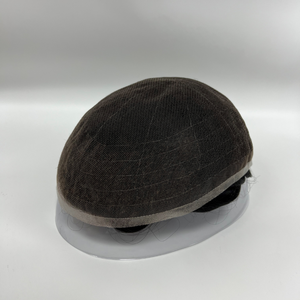 Prothèse capillaire complète en dentelle marron foncé pour homme, cheveux humains indiens Remy, ondulation naturelle, densité 100%, nœuds invisibles, bonnet pour usage quotidien - Product Image 1
