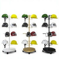 Support de Présentation de Casques de Sécurité sur Pied Rotatif pour Moto, Chantier et Rangement Domestique