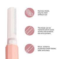 Rasoir à sourcils portable 2-en-1 à double extrémité pour femmes, outil de dermaplaning, rasoir de précision pour le visage avec poignée texturée diamant