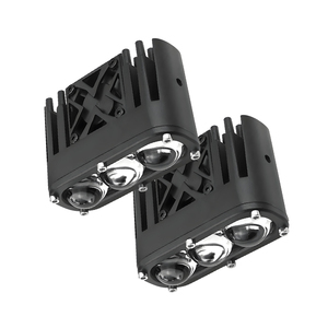 Luz Auxiliar Delantera para Motocicleta, 2 Lentes LED, Luz Blanca y Amarilla, Doble Color, Luz Alta/Baja con Ventilador para Automóvil - Product Image 1