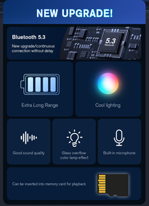 Màu Xanh răng Loa & đèn, 10 Wát sạc không dây với ánh sáng môi trường xung quanh, 5 trong 1 Galaxy Sao chiếu đèn bàn và đồng hồ báo thức - Product Image 6