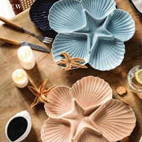 Nouvelle collection d'assiettes en céramique multicouche texturées en forme de coquillages, inspirées de l'océan, pour une dégustation de style côtier