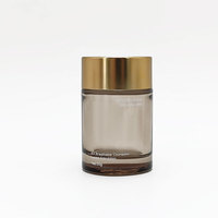 Pot de crème pour soins de la peau en verre transparent de luxe, cylindre ambré transparent, 30 ml, 50 ml, pots cosmétiques avec couvercles dorés