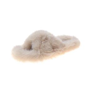 Vente en gros de sandales en peluche végan bouclées en <span class=keywords><strong>fourrure</strong></span> de renard de couleur pour femmes, sandales d'intérieur en peluche en fausse <span class=keywords><strong>fourrure</strong></span> moelleuse à la mode - Product Image 3