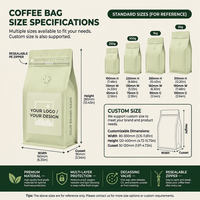YOUYI Impression personnalisée 250g 500g Sachets à fond carré recyclables mats pour café avec valves