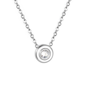 Collar de diamantes redondos de estilo japonés y coreano para mujer, diseño minimalista, uso diario, colgante geométrico, joyería - Product Image 2
