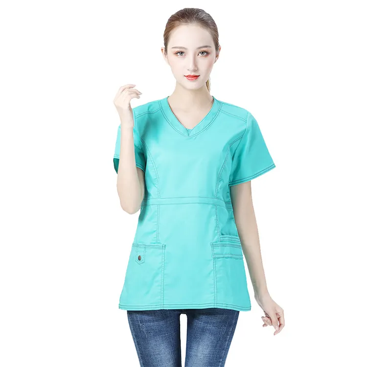 Hochwertige Damen-Spandex-Anzug dehnbar Ärzte Peelinganzug medizinische Krankenschwester Peeling-Anzüge Sets Sicherheitsschutzmerkmale