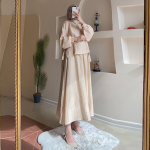 Ropa Árabe <span class=keywords><strong>de</strong></span> Oriente Medio, Dubai, Nueva Moda, Camisa <span class=keywords><strong>de</strong></span> Manga Larga, Falda, Traje <span class=keywords><strong>de</strong></span> Dos Piezas, Abaya, Vestido Musulmán para Mujer - Product Image 1