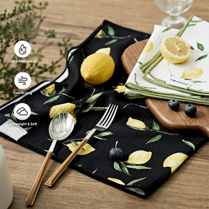 Serviette de cuisine en microfibre gaufrée personnalisée EM, douce, sans peluches, super absorbante, séchage rapide pour un usage propre et sec - Product Image 2